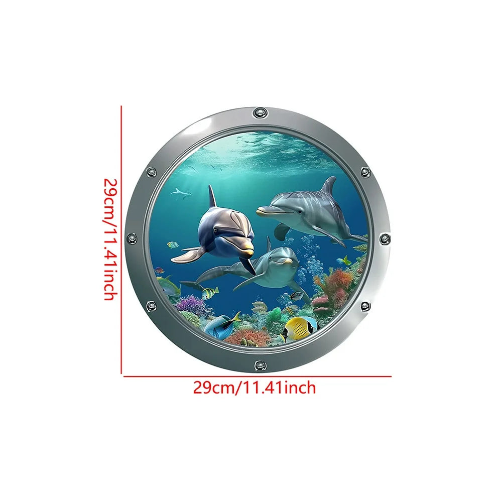 Classic 3D Sea World Dolphin Toilet Stickers | Self-Adhesive Waterproof Decor