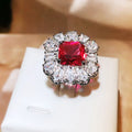 Red Zircon Paraiba Ring 925 Silver | Simple Geometry Cocktail Ring for Women