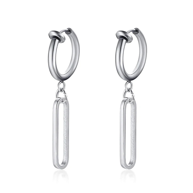 Vintage Razor Hollow Drop Earrings | Stainless Steel Punk Dangle Earrings for Men and Women