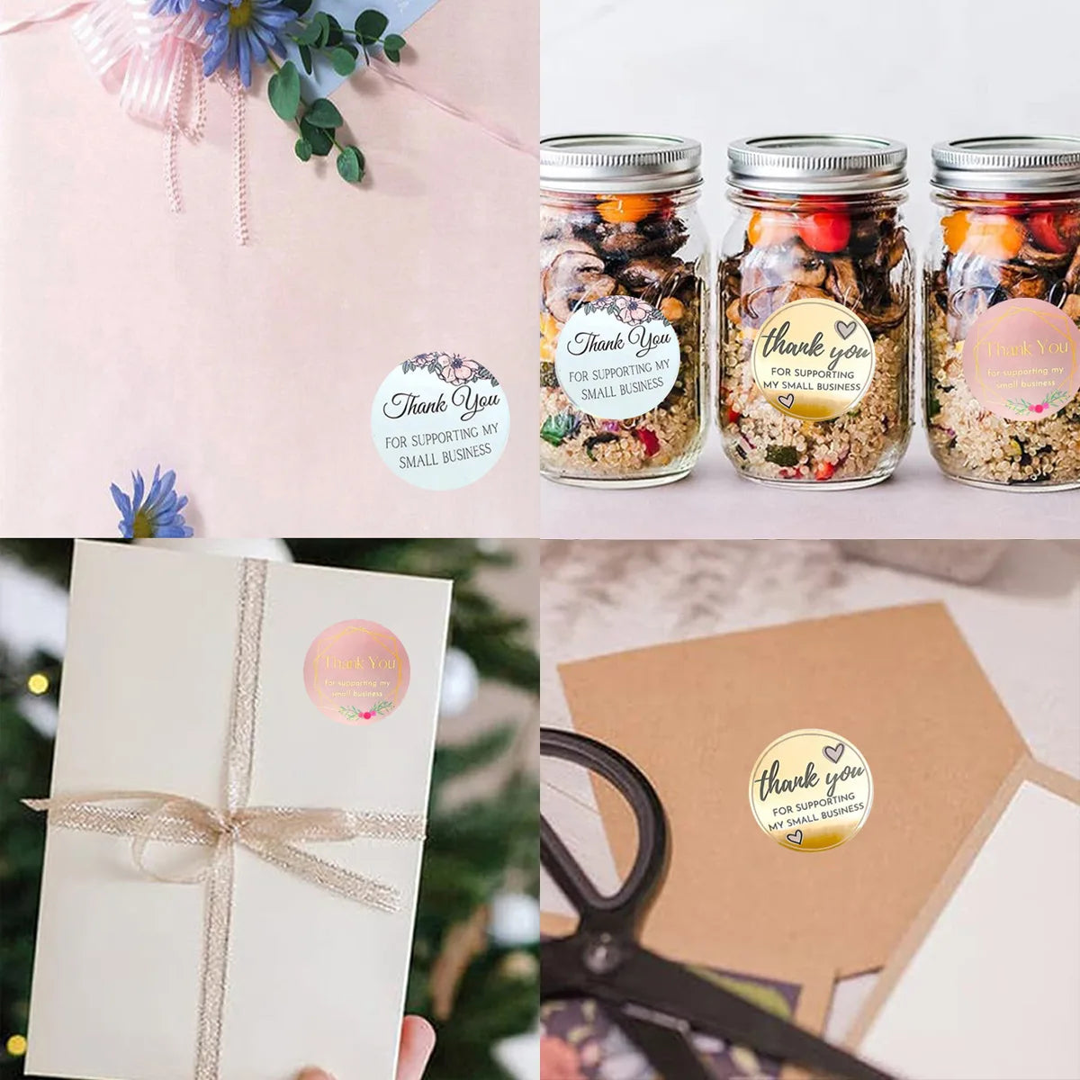500pcs Thank You Stickers for Small Business | Floral Gift Packaging Seal Labels