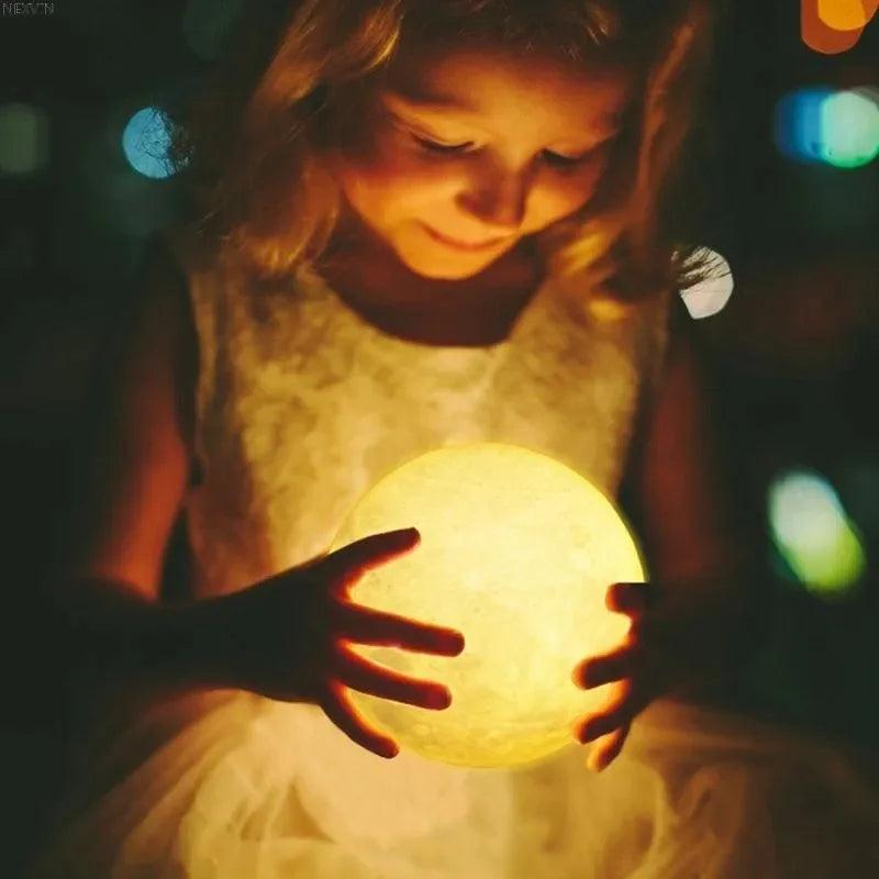 Moon Night Light | 3D LED Bedside Lamp for Kids Room and Home Decor