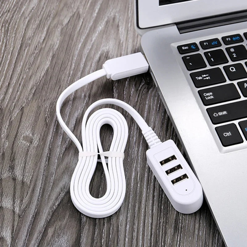 1.2M USB Cable Extension Hub | 3-Port Multi-Charging Splitter