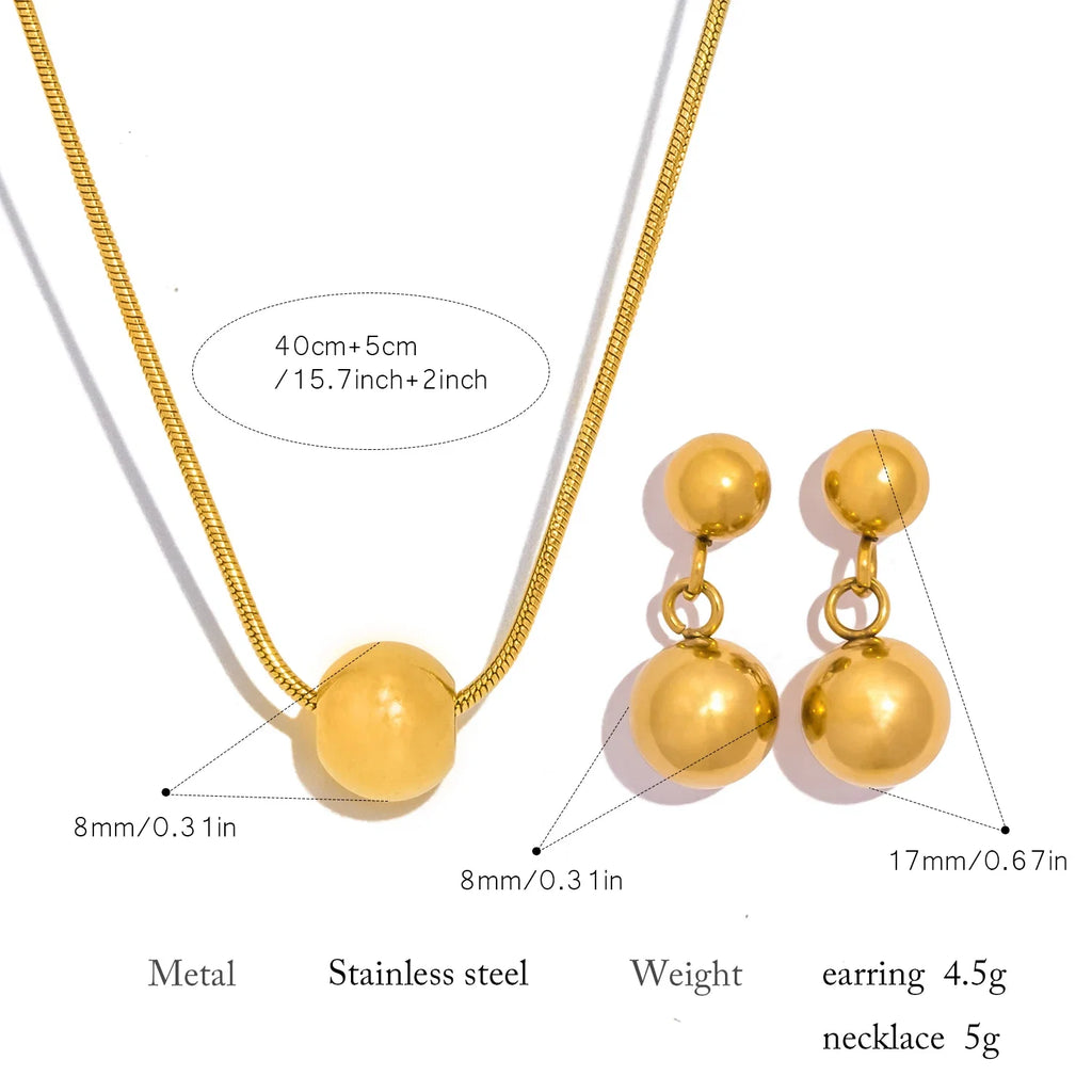 Minimalism Stainless Steel Round Bead Necklace | Handmade Chain Collar Jewelry for Women