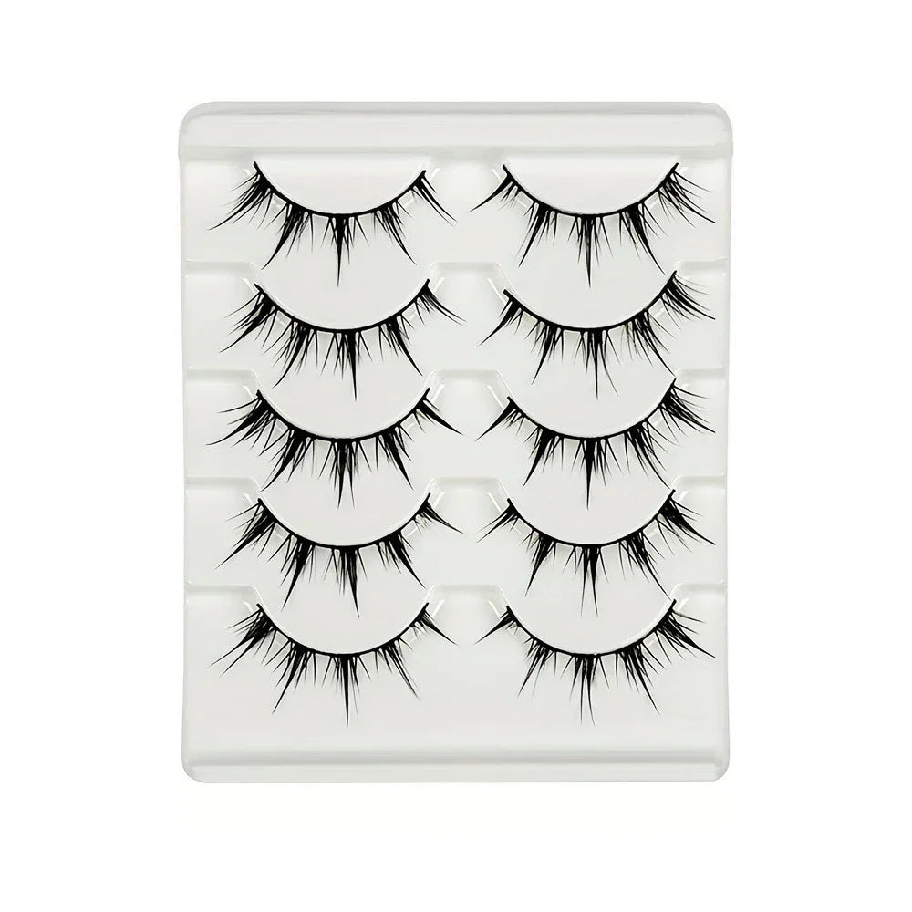 Anime-Inspired False Eyelashes | 5 Pairs Cartoon Eye Faux Lashes for Dramatic Demon Style