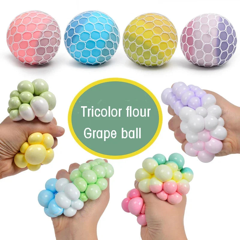 6CM Hand Squeezed Tri Color Stress Ball | Slow Rebound TPR Sensory Toy
