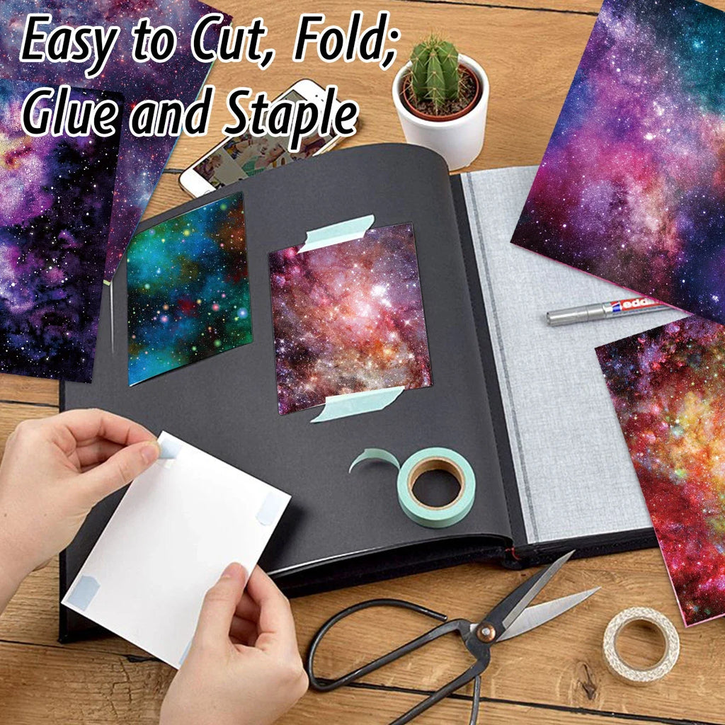 Galaxy Star Scrapbook Paper Set | 24-Pack Space Themed Decorative Paper