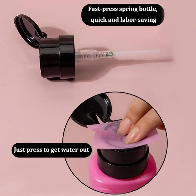 Push Down Plastic Bow Pump Dispenser Bottle | Refillable Nail Polish & Makeup Remover Container
