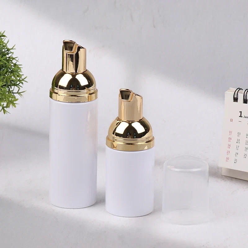 30/50/60ml White Gold Foamer Pump Bottle | Refillable Empty Foaming Soap Dispenser