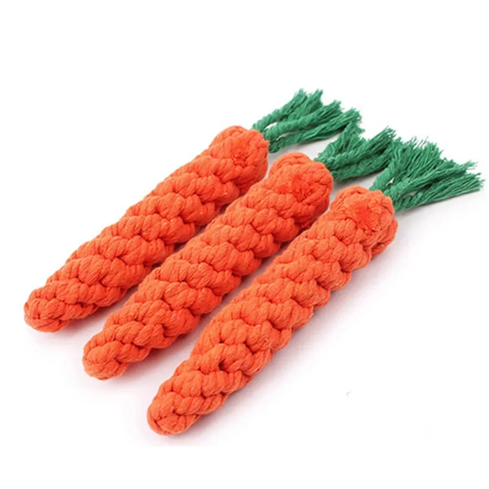 Carrot Dog Bite Rope Toy | Safe and Durable Chew Toy for Puppy Teeth Cleaning