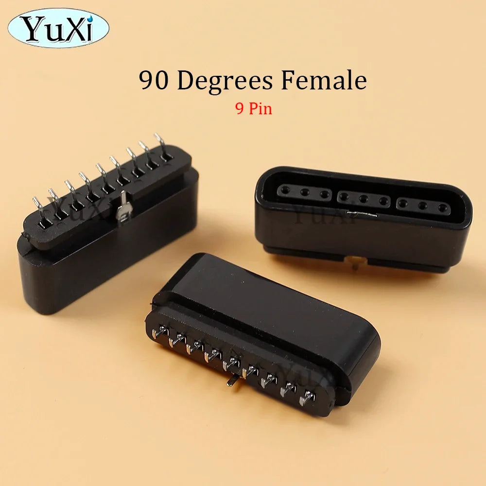 90 180 Degree Interface Female Socket 9 Pin Slot Connector | Replacement Part for PlayStation 2 Console