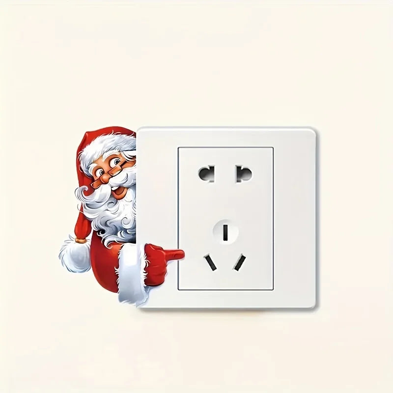 Santa Claus and Snowman Christmas Switch Sticker | Festive Self-Adhesive Wall Decal