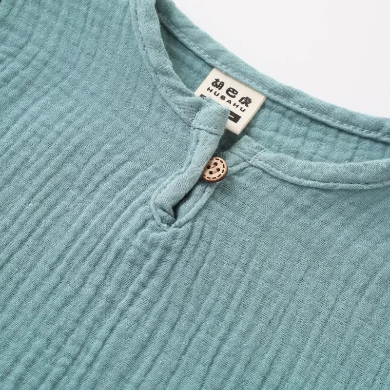 Kids Cotton Linen Long Sleeve T-Shirt | Soft Casual Top for Babies and Toddlers