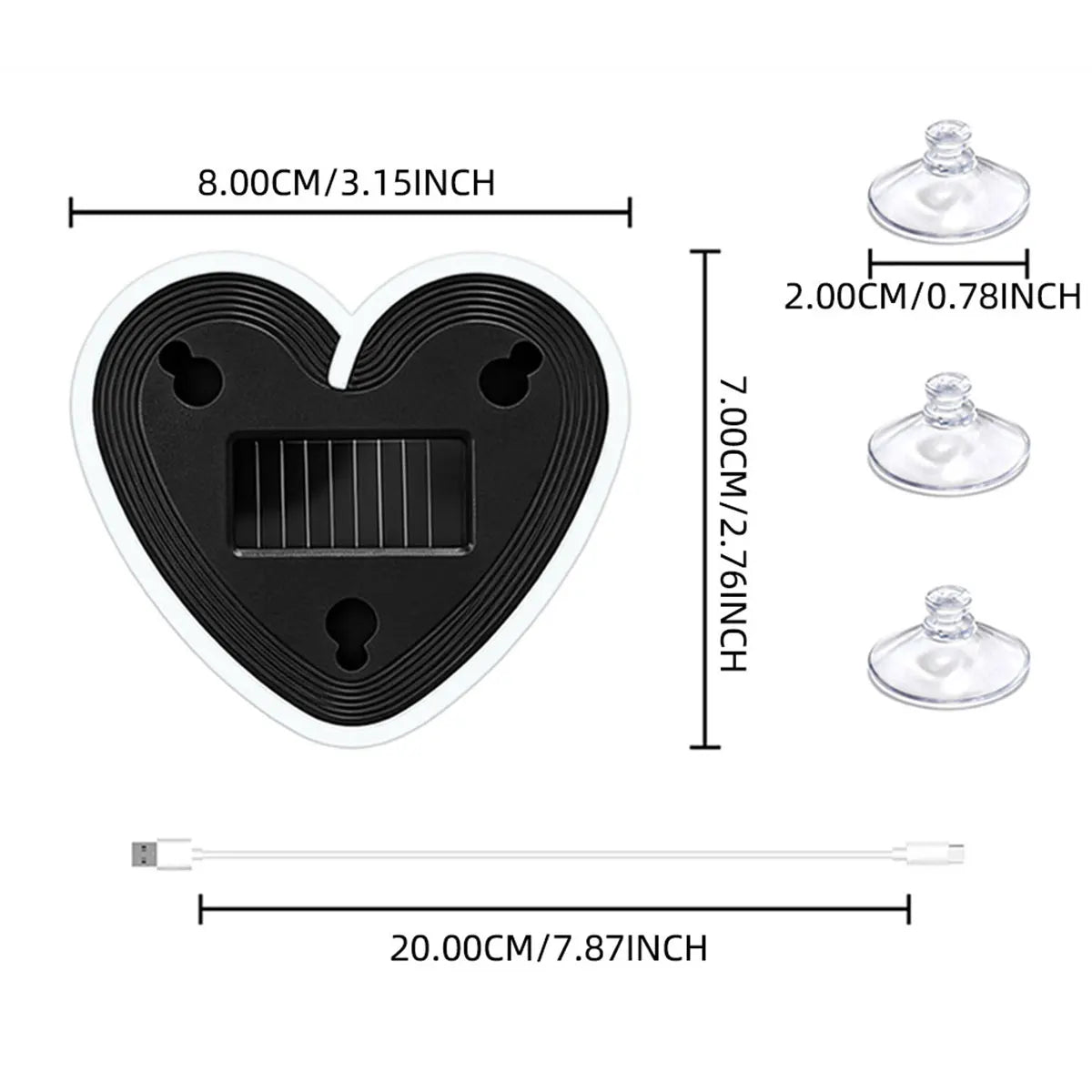 Solar Powered Heart Neon Light | Car Ambient LED Lamp