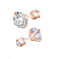 Stainless Steel Titanium Stud Earrings | 4 Color CZ Crystal Screw Back Earrings for Women