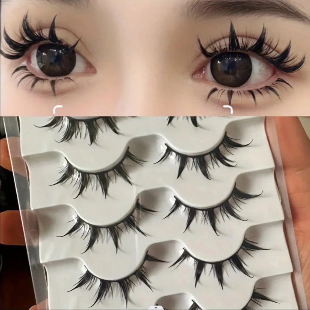 Anime-Inspired False Eyelashes 5 Pairs | Comic Eye Cos Faux Lashes Demon Style