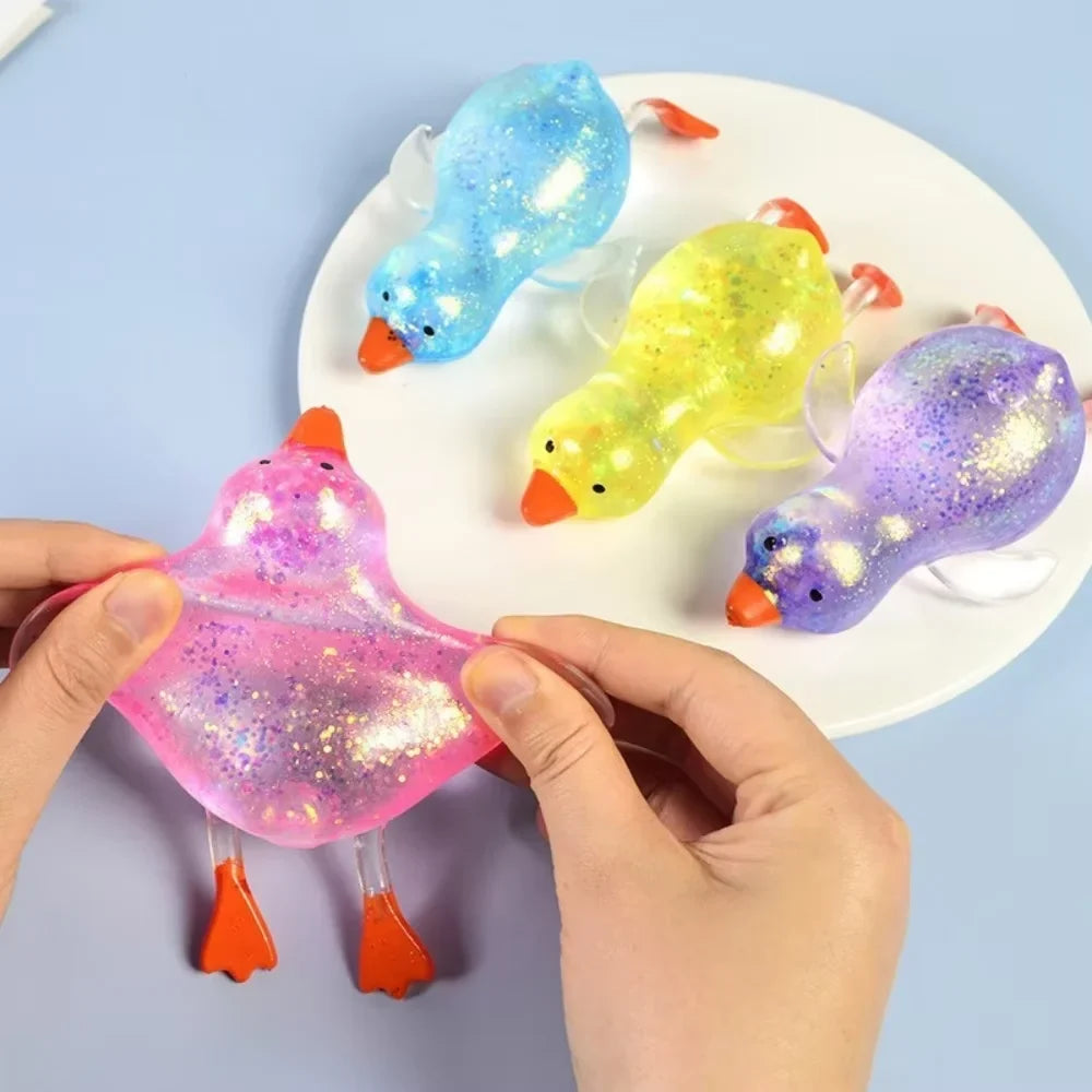 Squishy Glitter Duck Fidget Toy | Stress Relief Sensory Toy for Kids and Adults