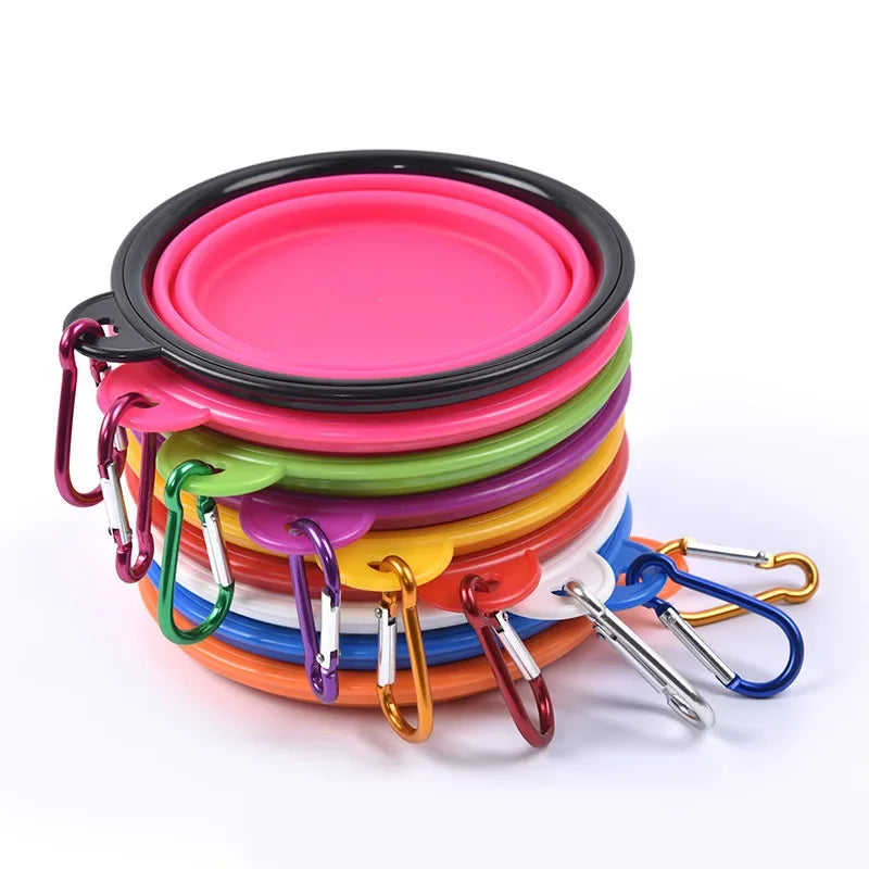 Collapsible Pet Silicone Dog Bowl | Portable Travel Food and Water Bowl with Carabiner