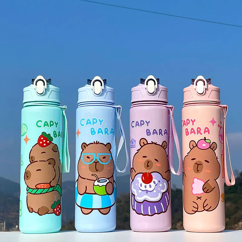 Large-Capacity Capybara Straw Cup | Cute Portable Sports Water Bottle for Outdoor Activities