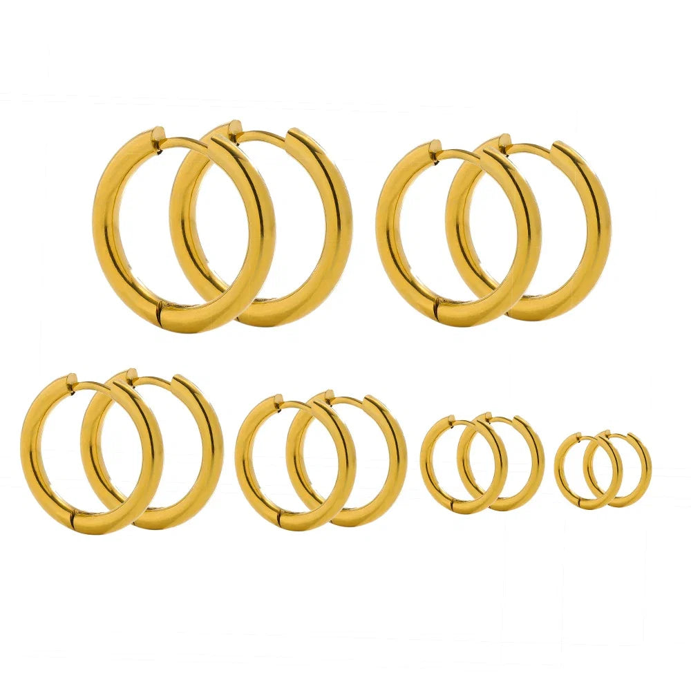 10pc 18K PVD Gold Plated Hoop Earrings Set | Unisex Punk Hip Hop Jewelry