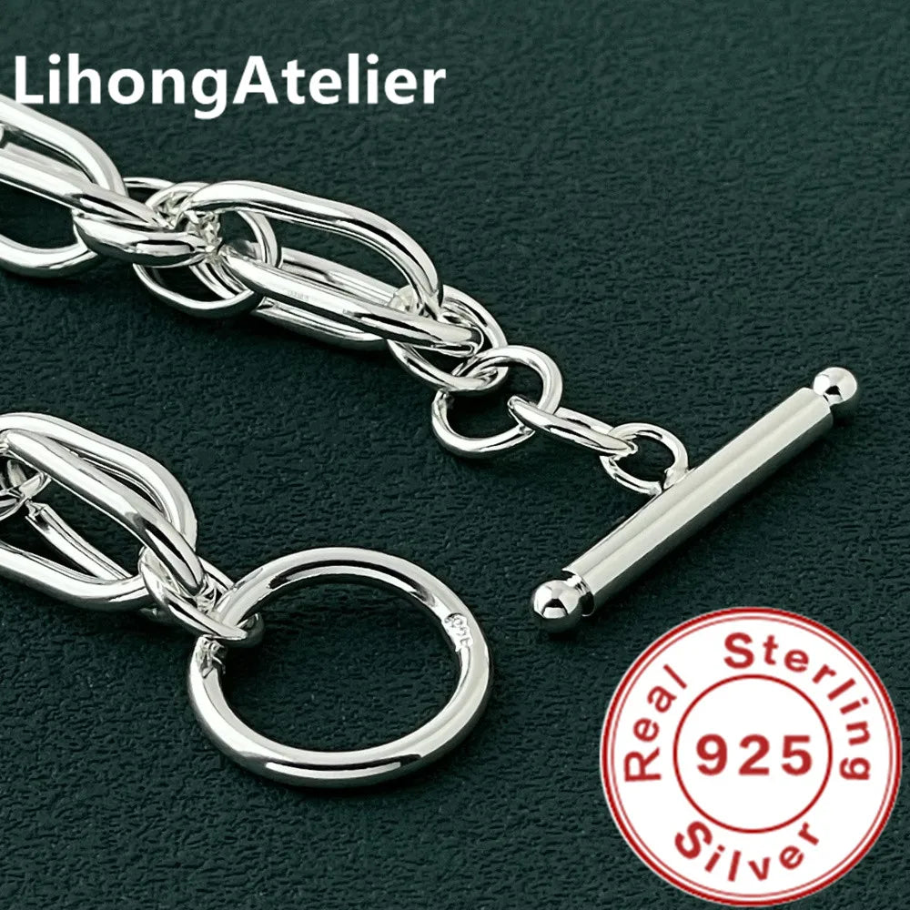 Classic 925 Sterling Silver Double Link Bracelet | Fine Jewelry Gift for Women and Men
