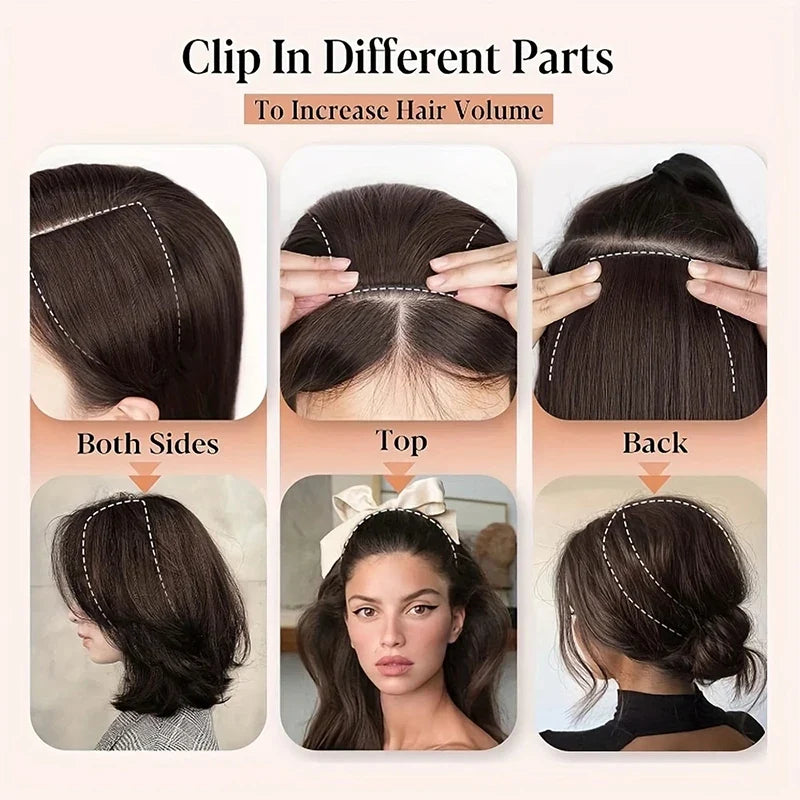Synthetic Seamless Hair Pads Clip In | Increase Volume Top Hairpiece