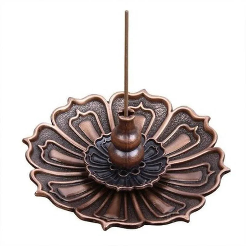 Lotus Incense Burner | Metal Lotus Ash Catcher for Stick and Cone Incense