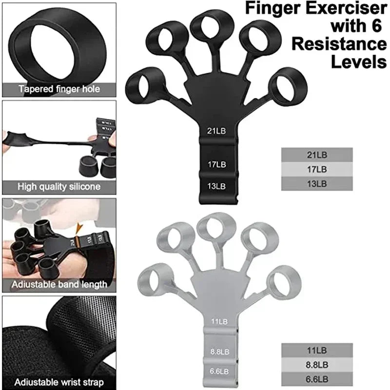6 Level Finger Strengthener | Silicone Hand Grip Trainer for Guitar and Sports