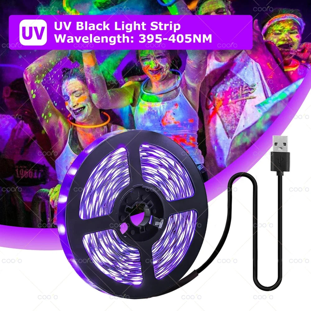 UV LED Light Strip 395-405nm | Flexible Black Light for Glow Parties