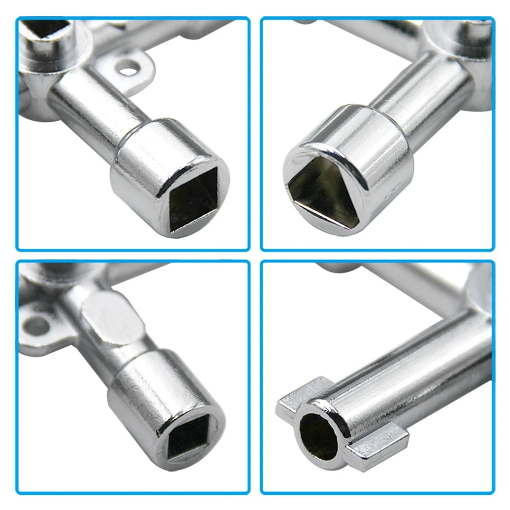 4in1 Silver Key Wrench Set | Electrical Elevator Control Cabinet Valve Inner Triangle Quadrangle Screwdriver Tool