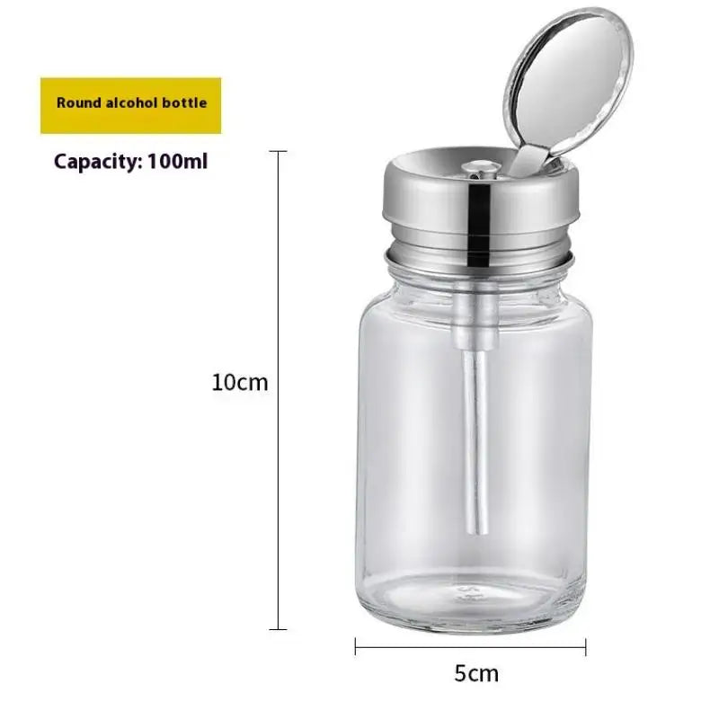 Glass Nail Polish Bottle with Pump | Refillable Dispenser for Remover and Cleaner