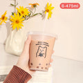 Kawaii Water Bottle for Coffee Juice Milk Tea | Cute Plastic Cold Cups with Straw Lid