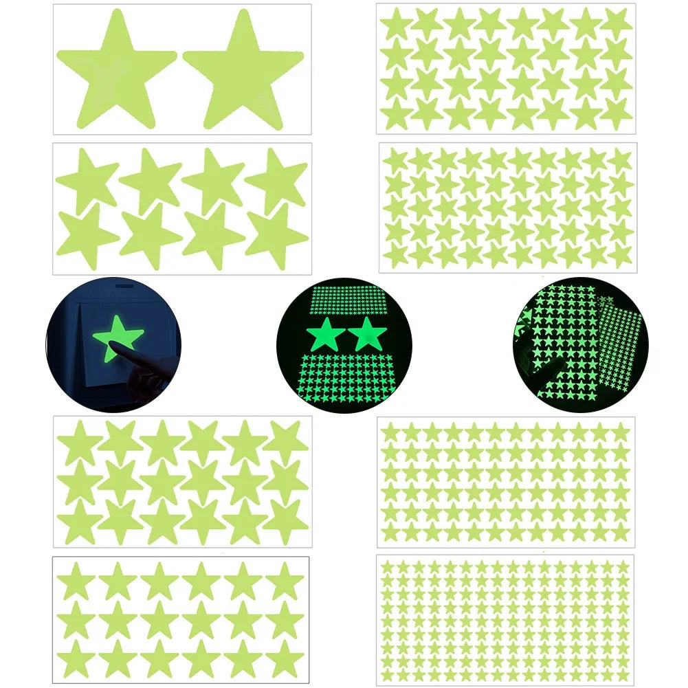 Glow In The Dark 3D Star Wall Stickers | Creative Luminous Room Decor