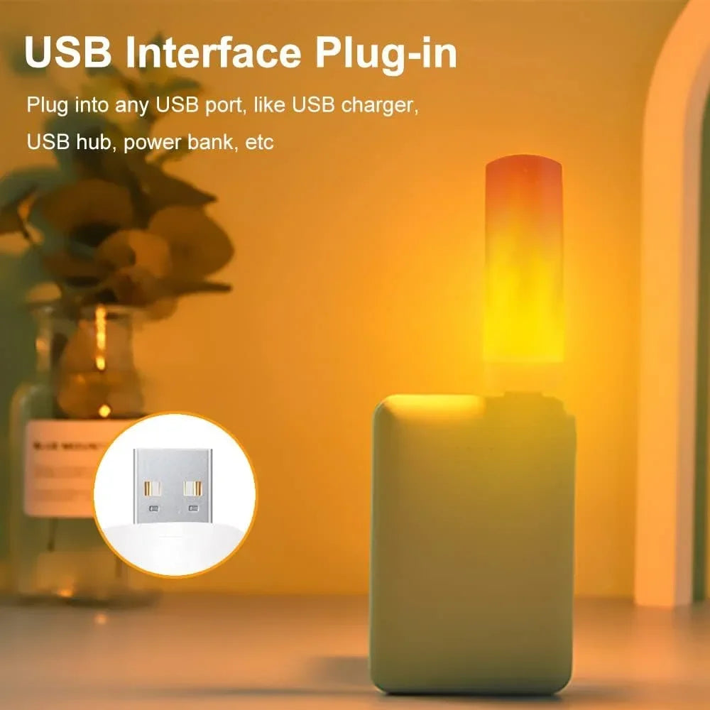 USB LED Flame Light Bulb | Simulated Candle Night Lamp