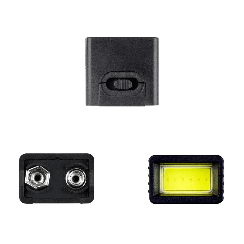 9V Mini LED Flashlight | Compact COB Key Light for 6F22 Battery