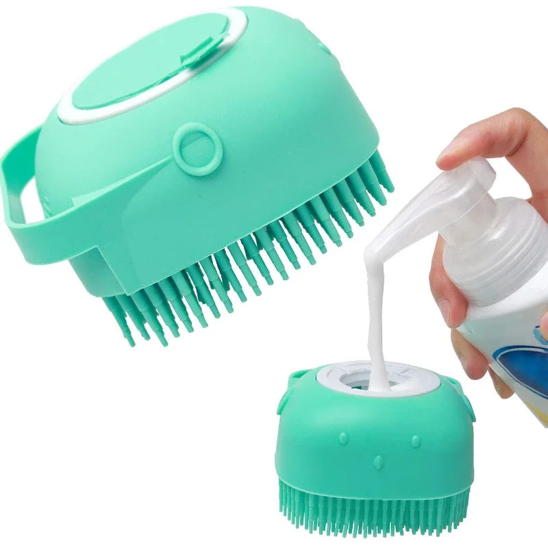 Soft Silicone Pet Shampoo Brush | 2.7oz Dog Cat Bathing Massage Comb