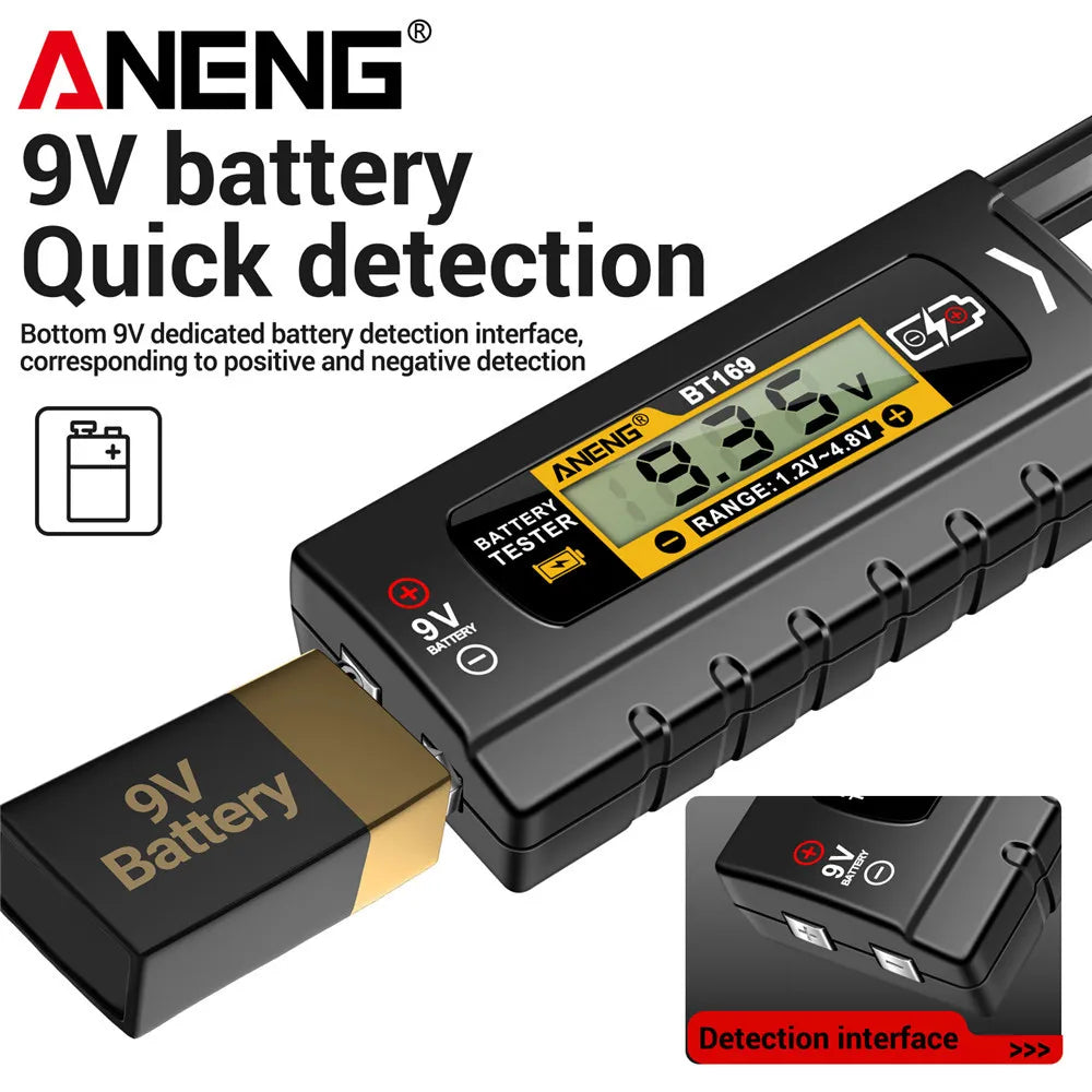 ANENG BT169 Battery Level Tester | Digital Display, No Power Required, Portable ABS Tester