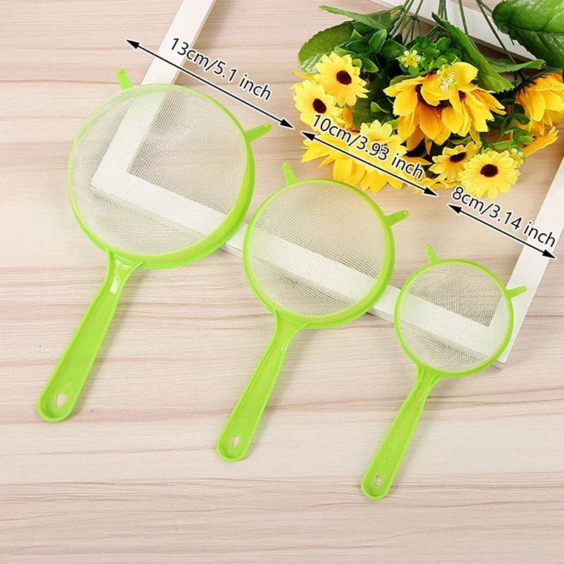 3pcs Plastic Fine Mesh Scoop Strainer Set | Kitchen Sieve and Colander for Baking and Cooking