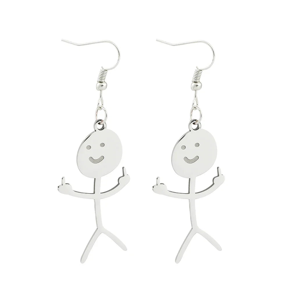 Funny Doodle Earrings for Women | Y2K Stainless Steel Character Studs