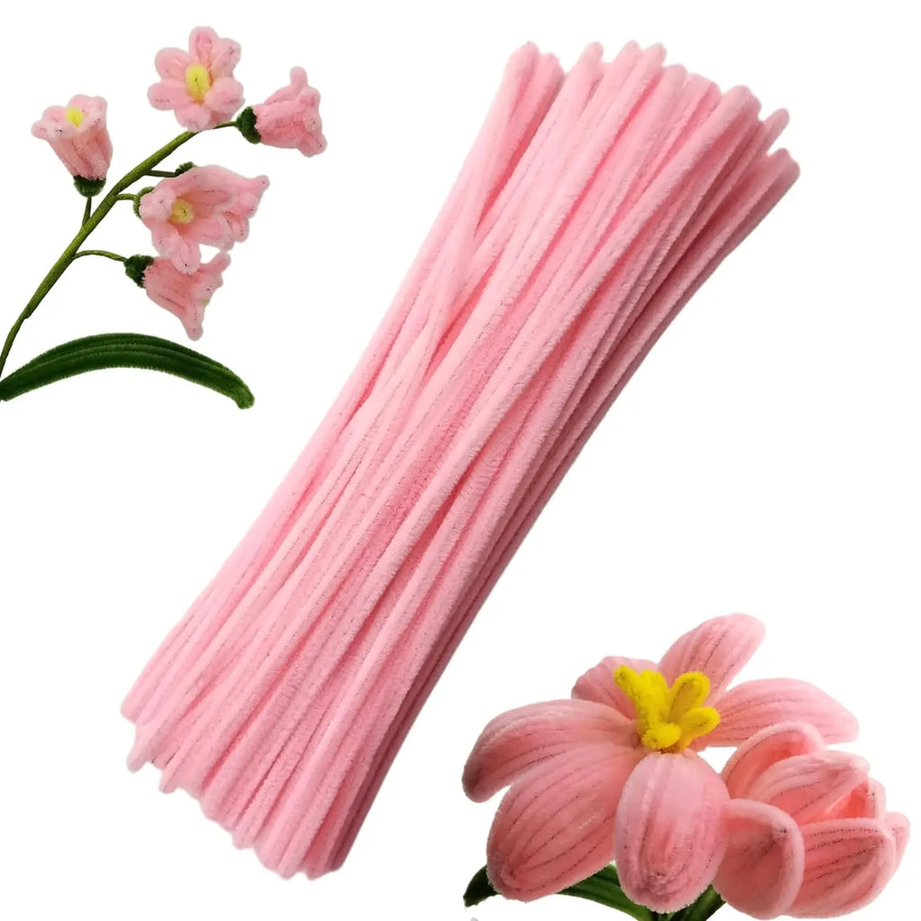 100pcs Pink Pipe Cleaners | Chenille Stems for Art and Craft Supplies