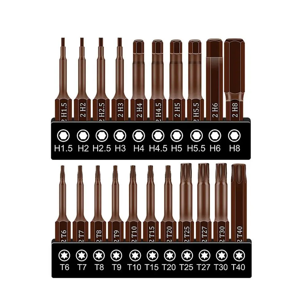 Screwdriver Bits Set 25mm 50mm | S2 Alloy Steel Magnetic Screwdriver Bits for Phillips, Slotted, Hex, Torx