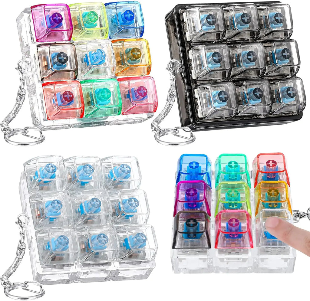 LED Light Up Keychain Keyboard Fidget Toy | Clickable Stress Relief Keychain
