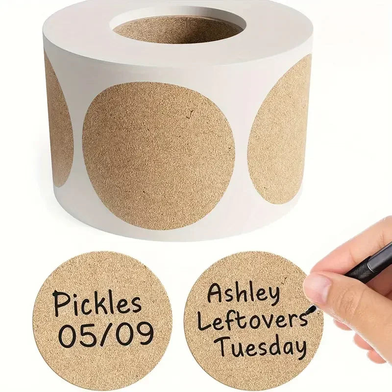 Kraft Round Self-Adhesive Labels | 500 Count Classification Stickers