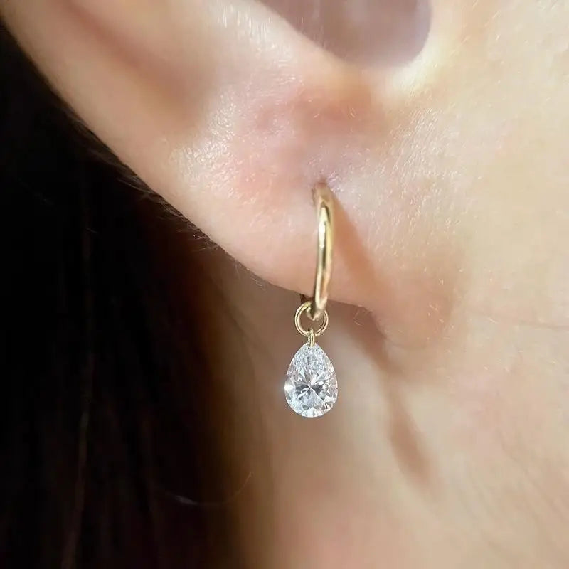 Stainless Steel Waterdrop Zircon Hoop Earrings | Fashion Jewelry for Women and Men