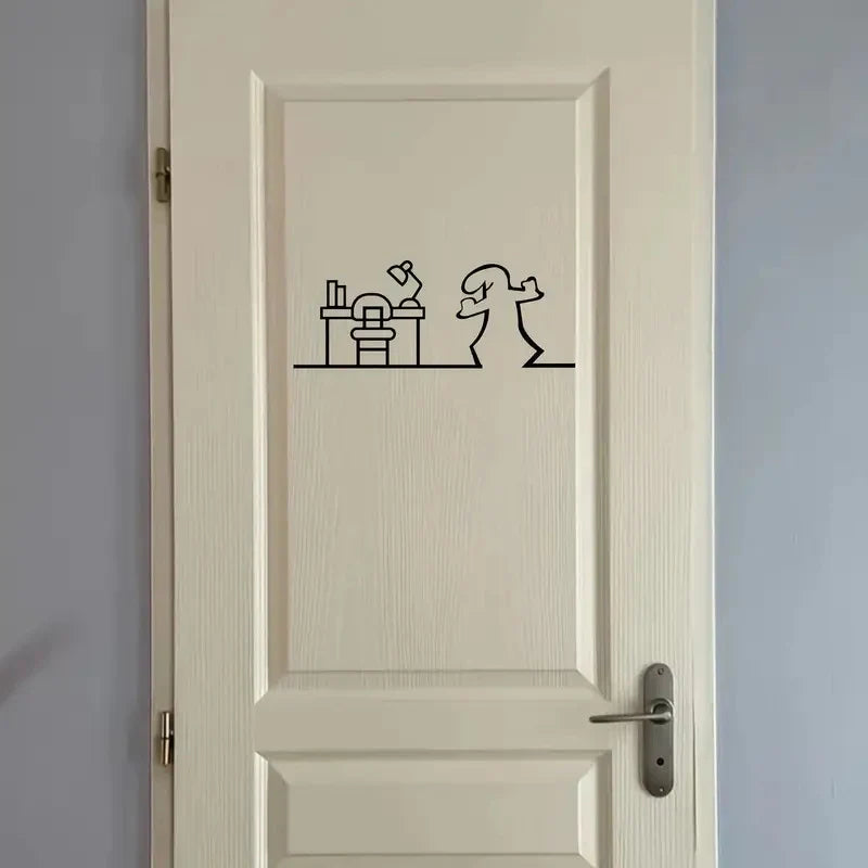 La Linea Minimalist Line Art Door Sticker | Home Decoration