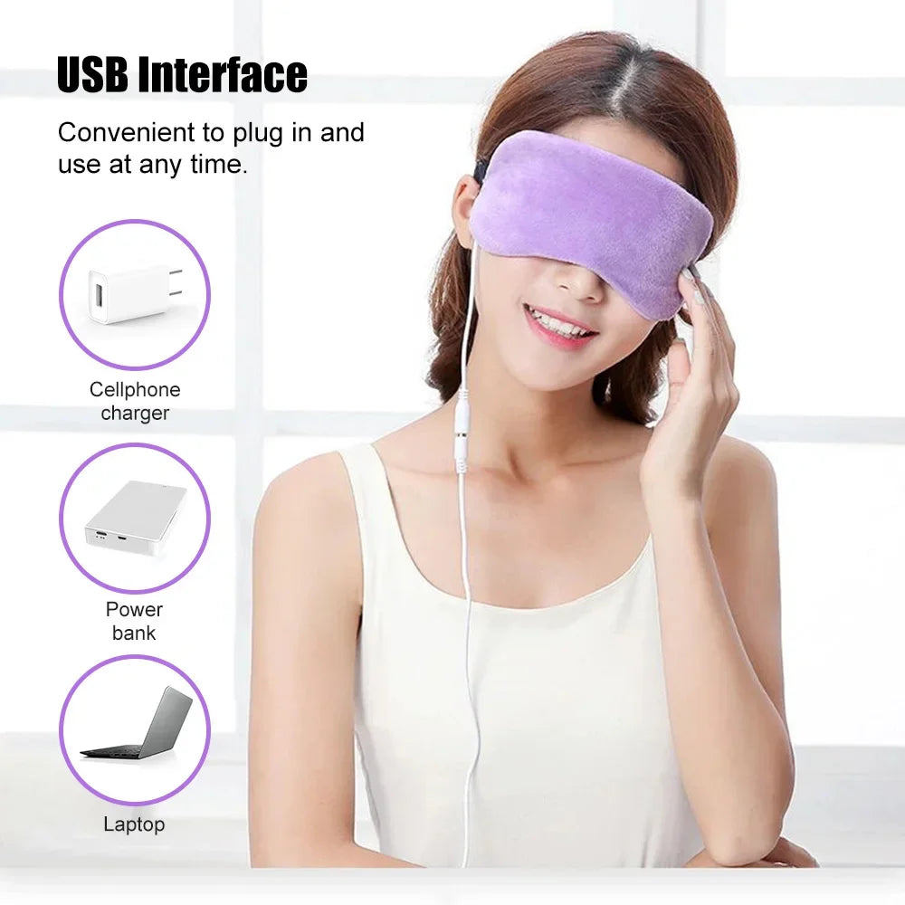 USB Heating Eye Mask | Hot Compress Sleep Eye Patch for Fatigue Relief