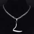 Silver Grim Reaper Sickle Pendant Necklace | Punk Stainless Steel Jewelry for Women
