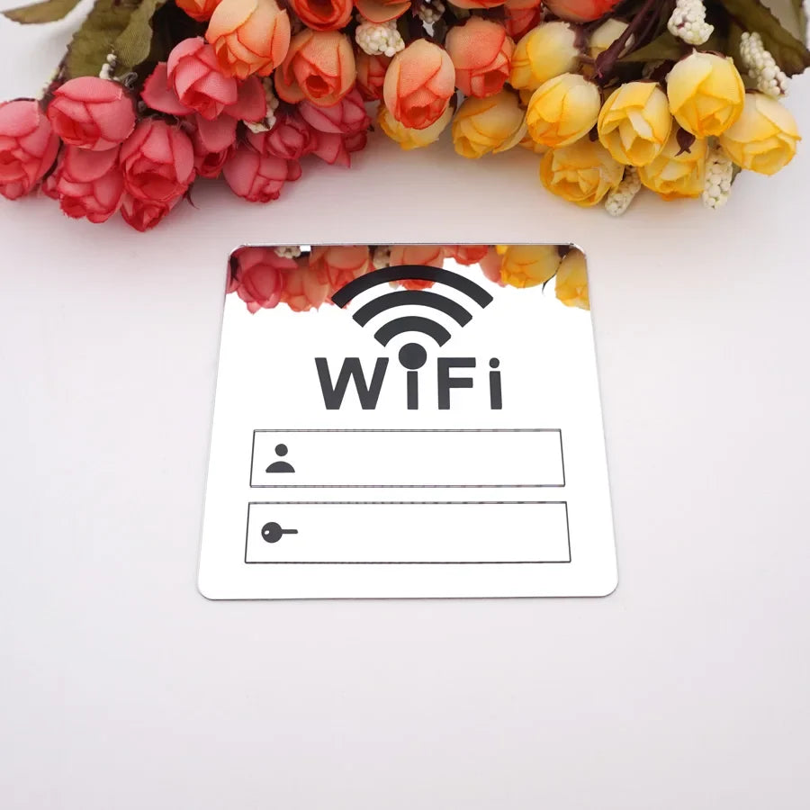 Acrylic Mirror WiFi Sign Sticker | Handwrite Account & Password Notice Board