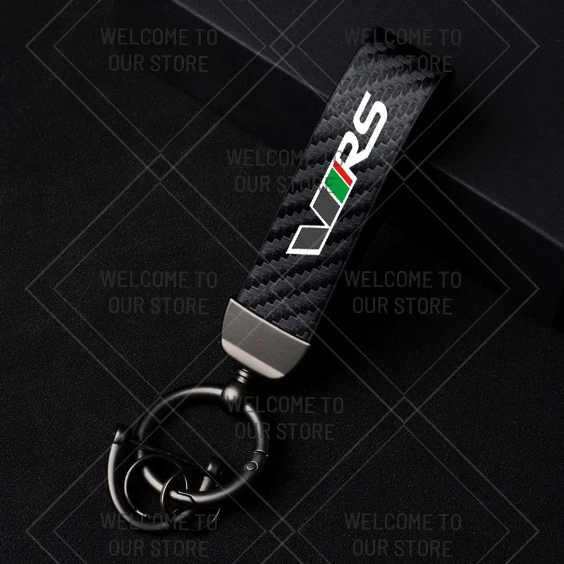 Skoda VRS Carbon Fiber Keychain | Car Emblem Key Ring for Citigo Kodiaq Yeti Rapid Fabia