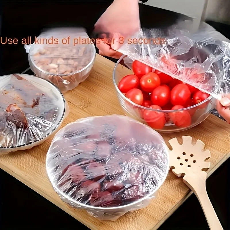 100pcs Reusable Elastic Food Covers | Transparent Stretchable Bowl Plate Seals