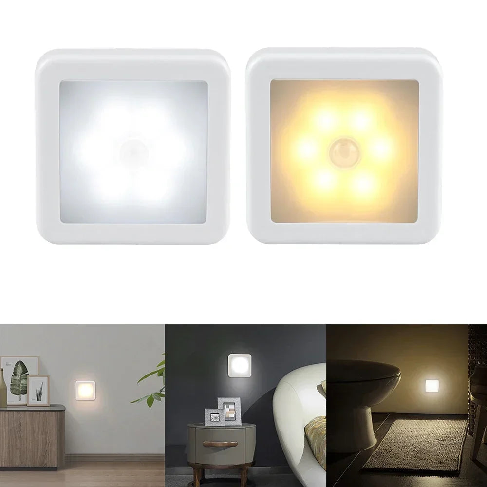 6LED Motion Sensor Night Light | Wireless Battery Operated Puck Lamp for Closet, Stair, Hallway